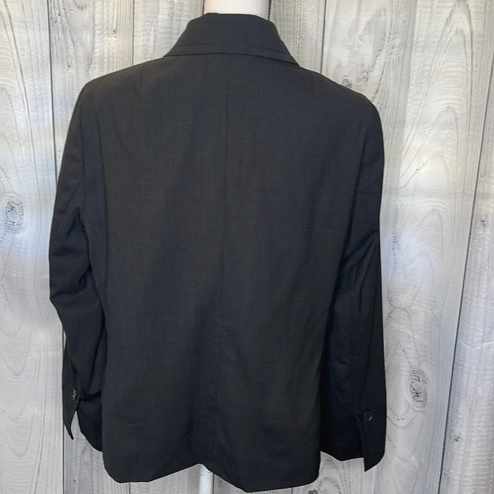 Akris Punto Blazer Jacket Wool Blend Lined Boxy Black Sz 14